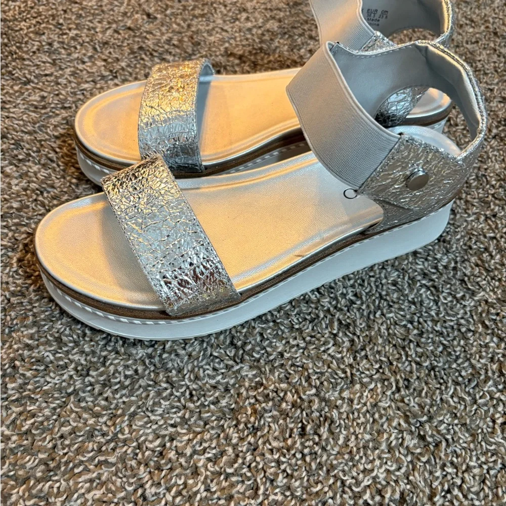 Franco Sarto Metallic Silver Sandals